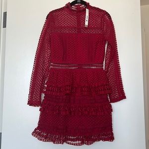 Aqua Self Portrait Style Crochet Ruffle Dress M